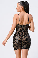 Load image into Gallery viewer, Sequined Damask Mini Dress