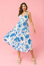 Load image into Gallery viewer, Blue Floral Print Dress - soleilfashion