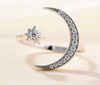 Sterling Silver Crescent Moon Star Ring